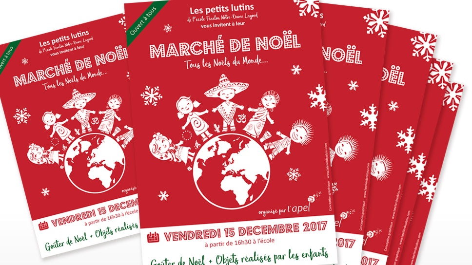 Graphiste La Rochelle - Elisabeth MORIN - Affiche marché de Noël pour une école