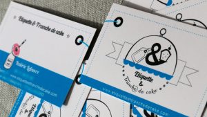 Graphiste La Rochelle - Elisabeth MORIN - Cartes de visite Etiquette et tranche de cake
