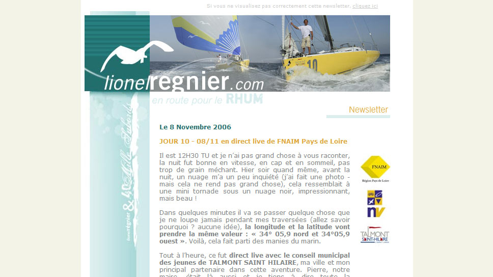 Lionel REGNIER - newsletter - Elisabeth MORIN, graphiste webmaster La Rochelle