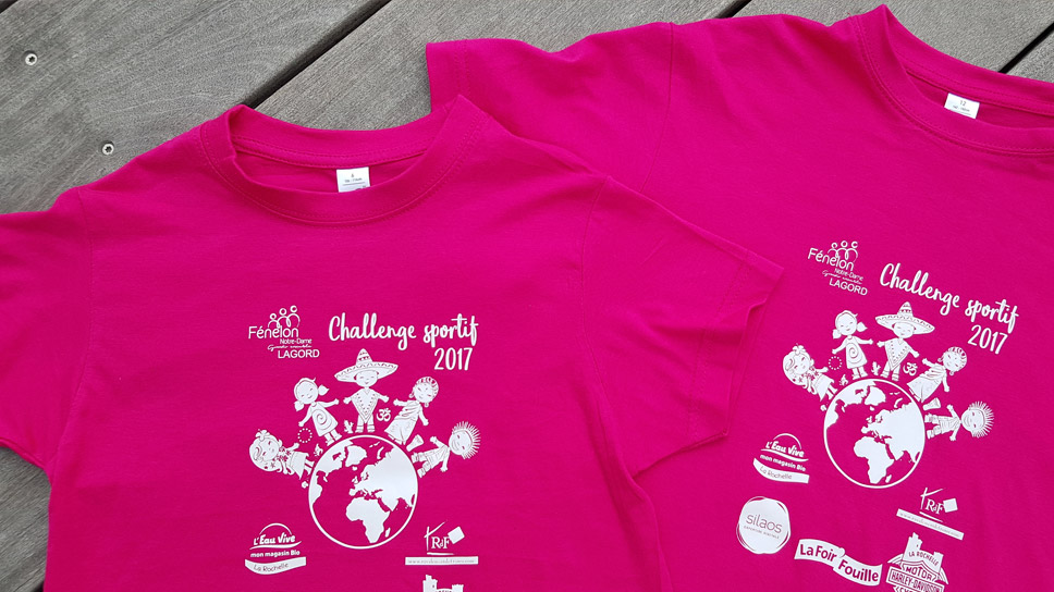 Tee-shirts pour challenge sportif d'une école - Elisabeth MORIN Graphiste La Rochelle