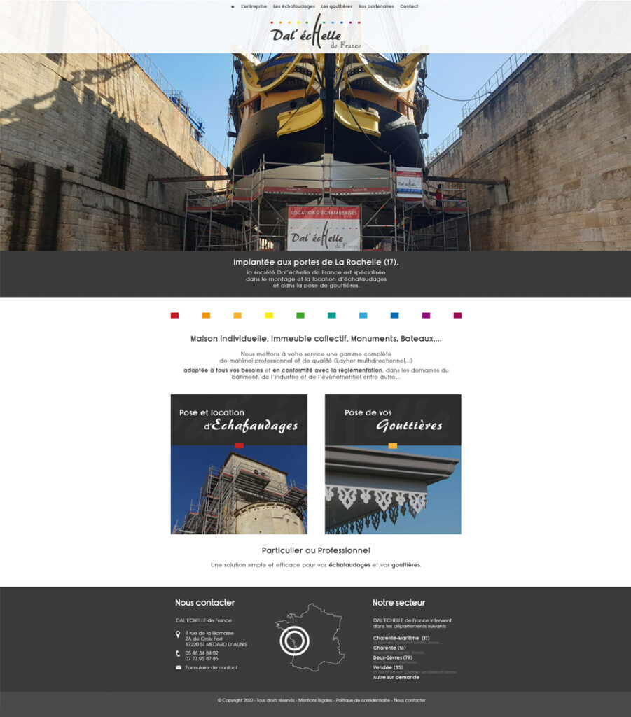 Site internet Dal'échelle de France- Maquette graphique et intégration Wordpress- Elisabeth MORIN graphiste webmaster La Rochelle