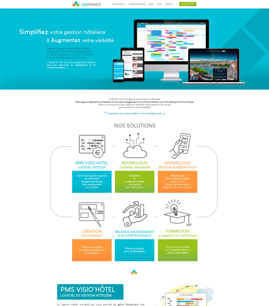 Site internet Agence Ludifrance - Maquette graphique Page d'accueil - Elisabeth MORIN graphiste webmaster La Rochelle