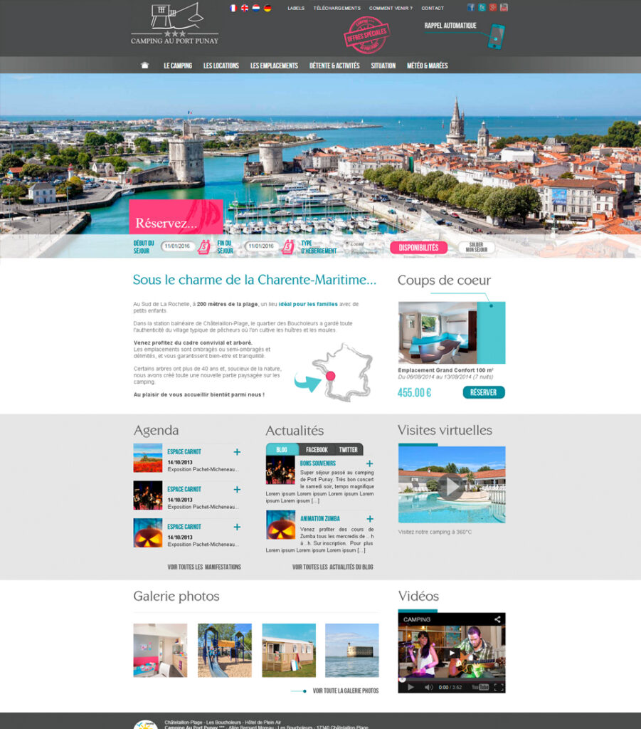 Camping Port Punay - maquette graphique site internet - Elisabeth MORIN graphiste La Rochelle