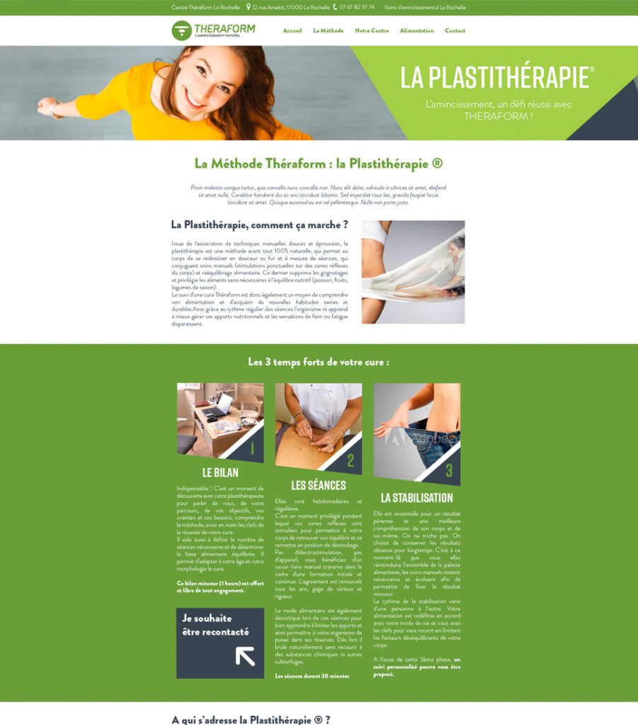 Site internet Théraform - Maquette graphique Page intérieure - pour l'agence Ludifrance - Elisabeth MORIN graphiste webmaster La Rochelle